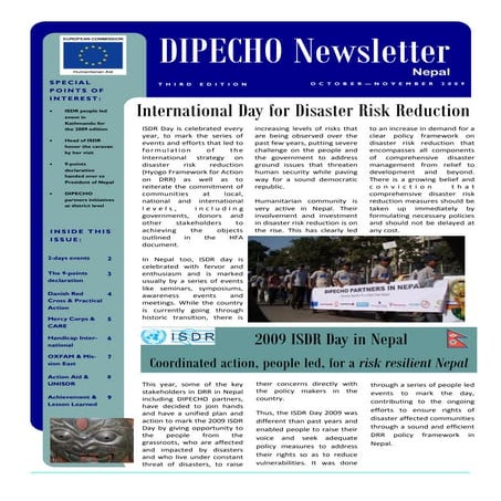 Dipecho v news letter  3rd edition- nov 2009