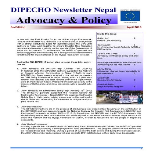 Dipecho v news letter  6th edition- april10