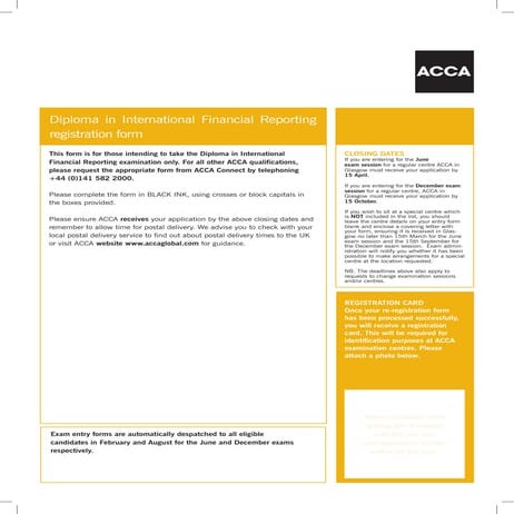 ACCA Dip in IFRS Registration Form