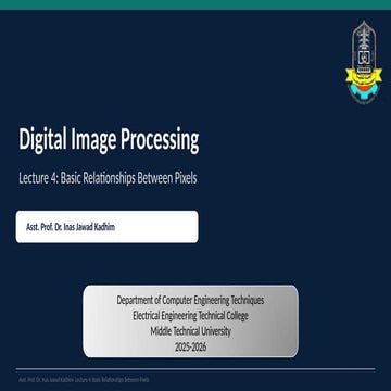 Basic Relationships between Pixels- Digital Image Processing | PPTX