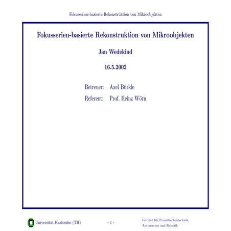 Fokus-serien basierte Rekonstruktion von Mikroobjekten (2002)