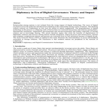 Diplomacy in era of digital governance theory and impact | PDF