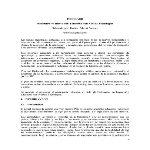 Propuesta Diplomado Educacion y Tecnologia
