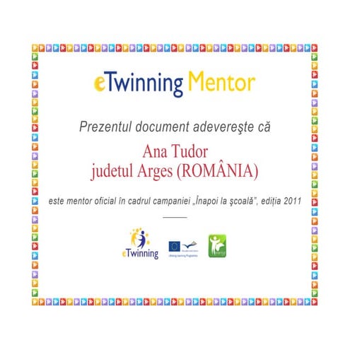 Diploma eTwinning mentor 2011