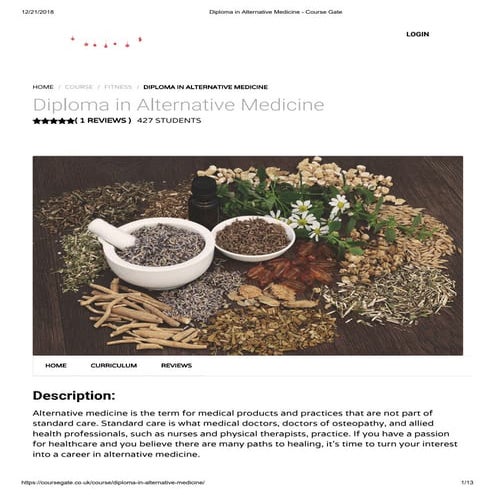 Diploma in Alternative Medicine - Course Gate