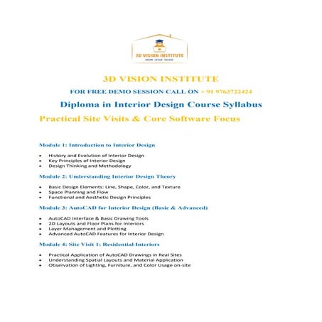 Diploma in Interior Design Pune – Course Syllabus | 3D Vision Institute ...