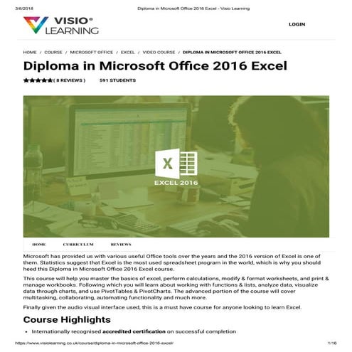 Diploma in microsoft office 2016 excel   visio learning