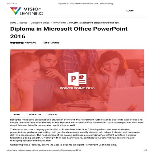 Diploma in Microsoft Office PowerPoint 2016 - Visio Learning 