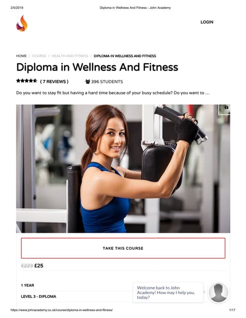 Diploma in Wellness And Fitness - John Academy 