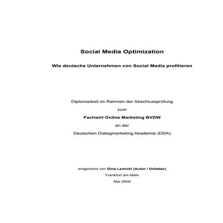 Social Media Optimization (Diplomarbeit)