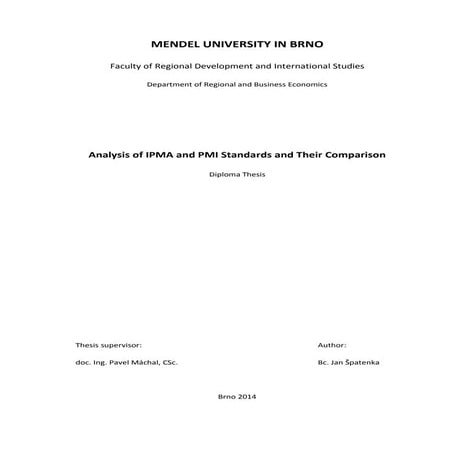 Analysis of IPMA and PMI Standards and Their Comparison