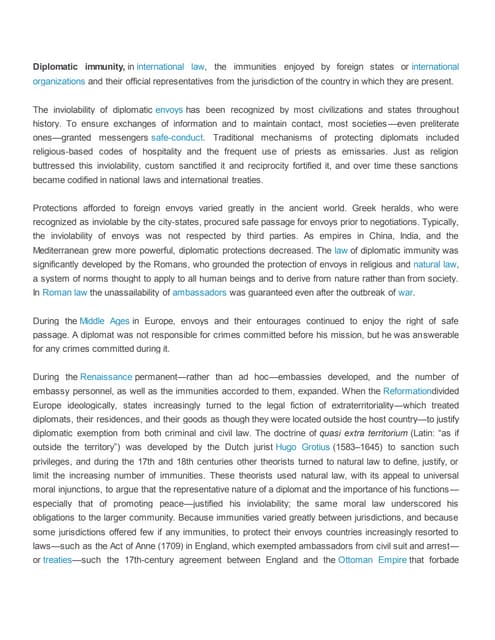 Understanding Diplomatic Privileges and Immunities | PPTX