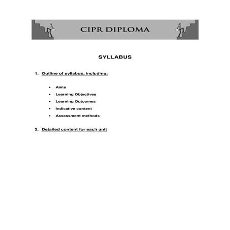 CIPR Diploma in PR Syllabus