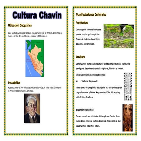 TRIPTICO DE LA CULTURA CHAVIN- NIVEL PRIMARIA | PDF