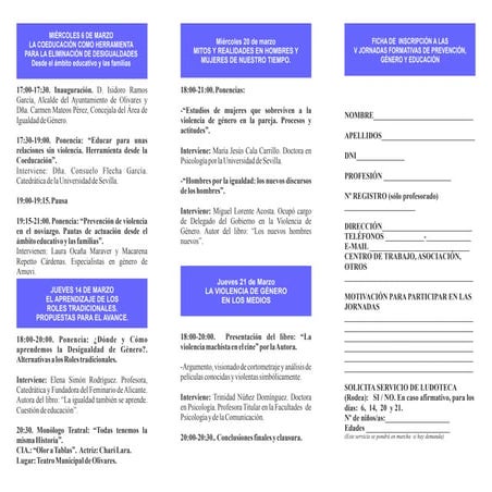 IV JORNADAS FORMATIVAS DE PREVENCIÓN. GÉNERO Y EDUCACIÓN