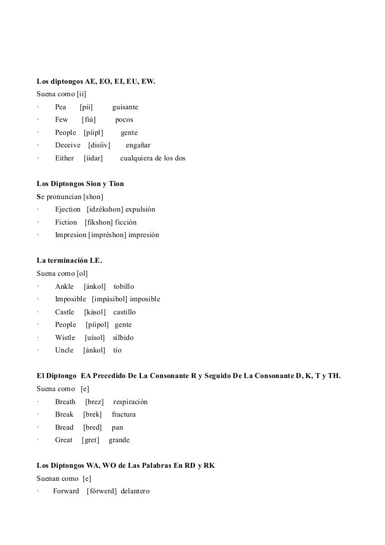 Diptongos en Ingles