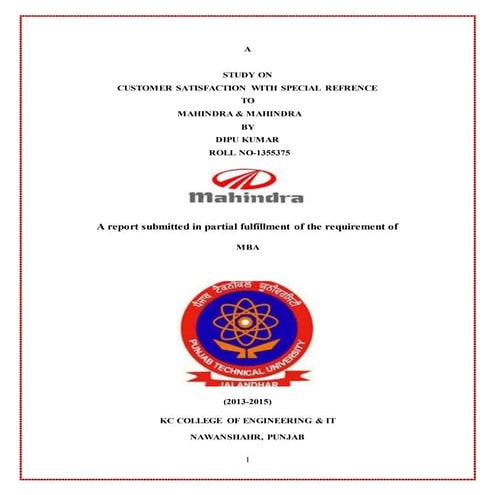  project on crm in mahindra and mahindra