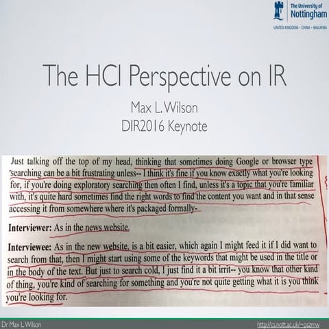 The HCI Perspective on IR (DIR2016 Keynote)