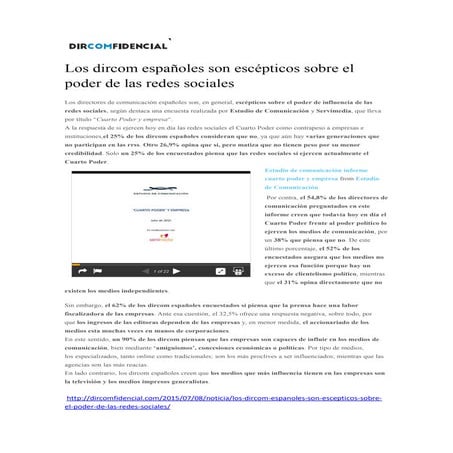 Dircomfidencial:  Informe Cuarto Poder y Peridodismo