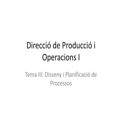 Direcció De Producció I Operacions I Tema Iii
