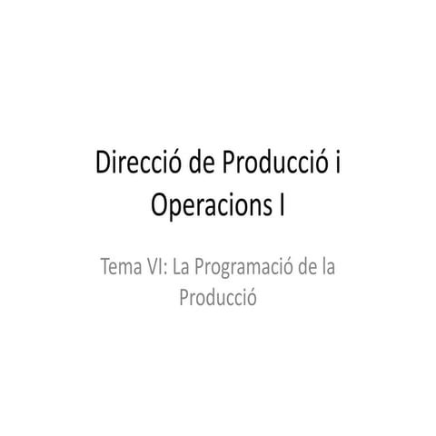 Direcció De Producció I Operacions I Tema Vi