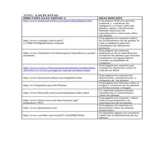 Dirección electrónica de las plantas