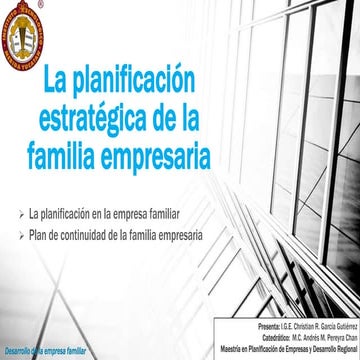 Dirección estratégica de la empresa familiar | PPTX