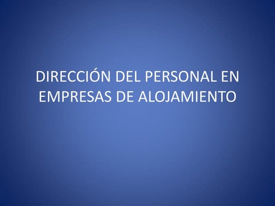 Dirección de personal en alojamiento