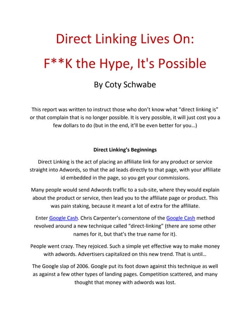 Direct Linking Lives on