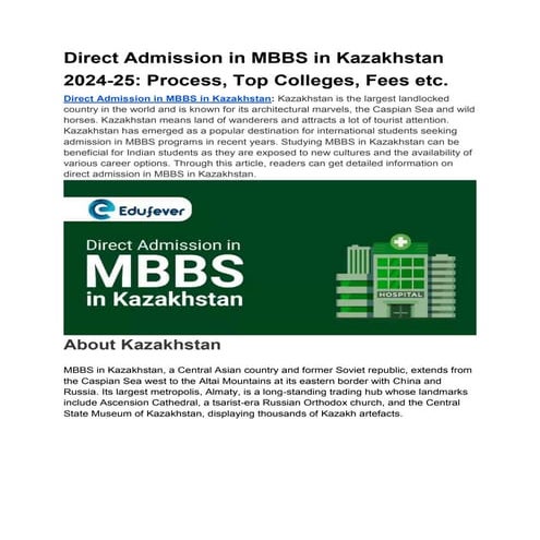 Direct Admission in MBBS in Kazakhstan 2024-25_ Process, Top Colleges, Fees e...