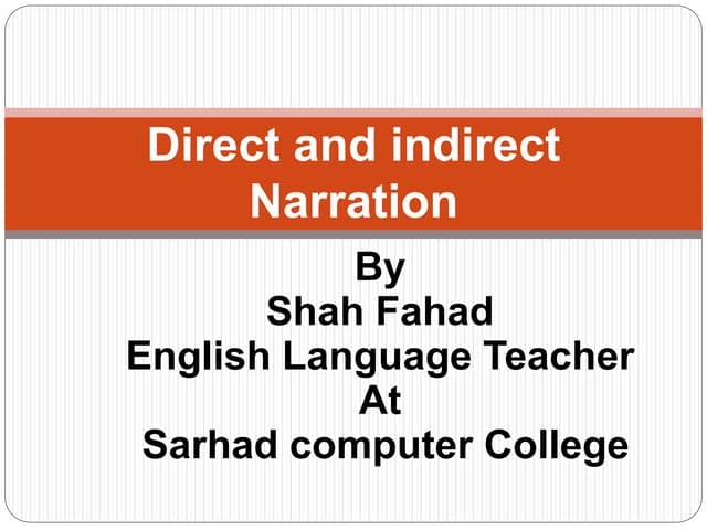 Direct and indirect speech | PPTX