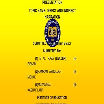 Direct And Indirect Narration Pptx