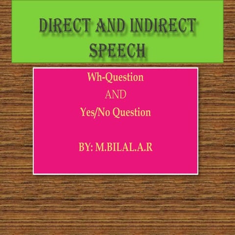 Direct and indirect speech | PPT