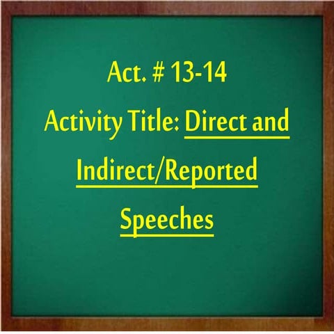 Direct and indirect speech