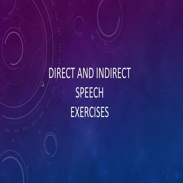 Direct and Indirect Speech Exercises | PPTX