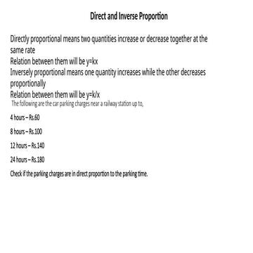 Understanding Direct and Inverse Proportion with Practical Examples | PPTX