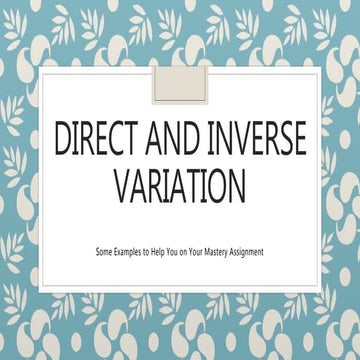 Direct and inverse variation