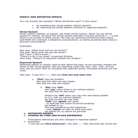 Direct and reported speech