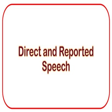 Direct and Reported Speech - Note
