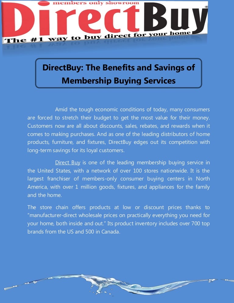 Direct buy the benefits and savings of membership buying services