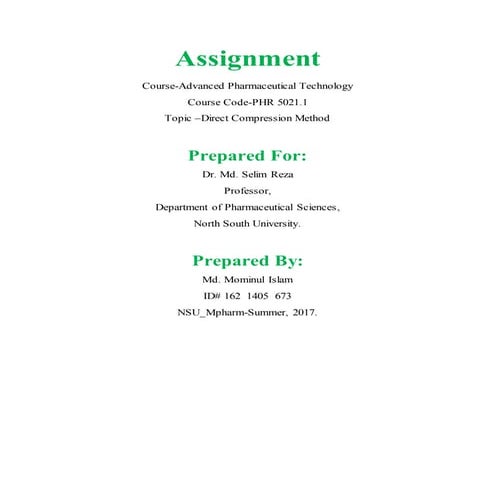 Direct compression method..Mominul Islam | PDF