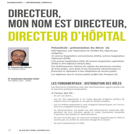 Directeur, mon nom est Directeur d’hôpital