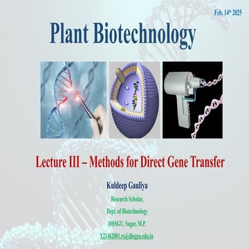 Direct Gene Transfer Techniques for Developing Transgenic Plants