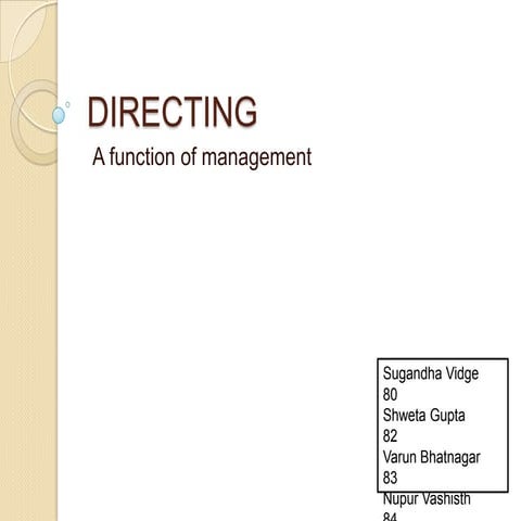 DIRECTING - A Function of Management