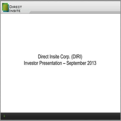Direct Insite Investor Presentation - September 2013