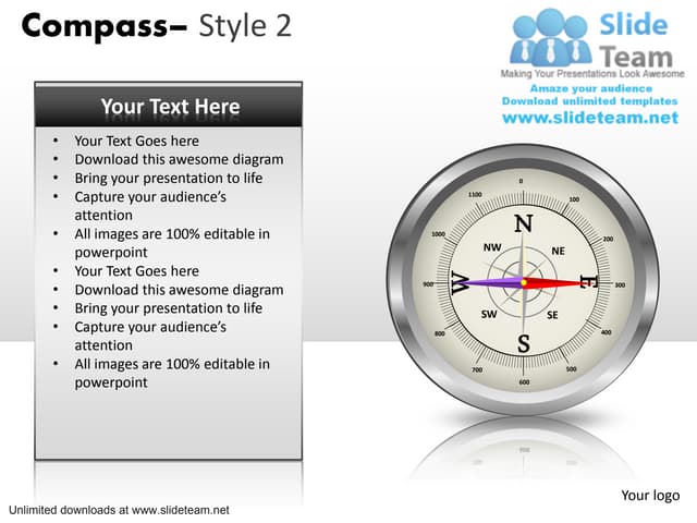 Direction compass 2 power point slides and ppt diagram templates 
