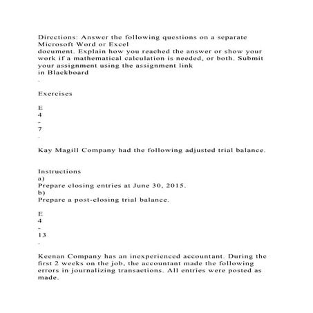 Directions Answer the following questions on a separate Microsoft.docx