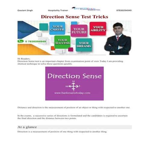 Direction sense test tricks 