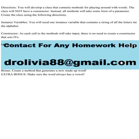 Directions You will develop a class that contains methods for playi.pdf
