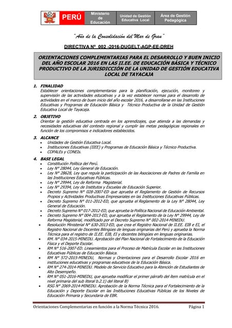 Directiva desarrollo  e inicio -UGEL-Tayacaja